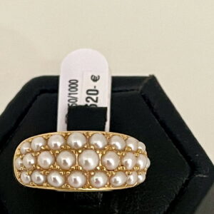 Bague or jaune 750/000, pavage perles