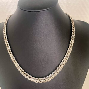 Collier plat maille fantaisie or gris 750/000